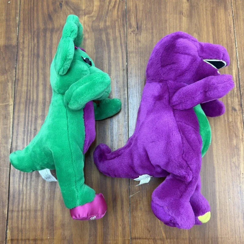 Barney & Baby Bop Plush Lot Set Vintage Stuffed Animal Doll Purple Dinosaur 90's